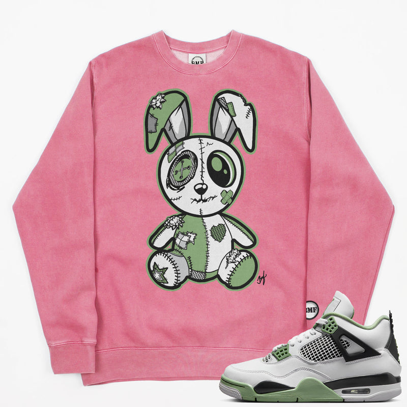 Jordan 4 Seafoam Oil Green BMF Bunny Pigment Dyed Crew Neck