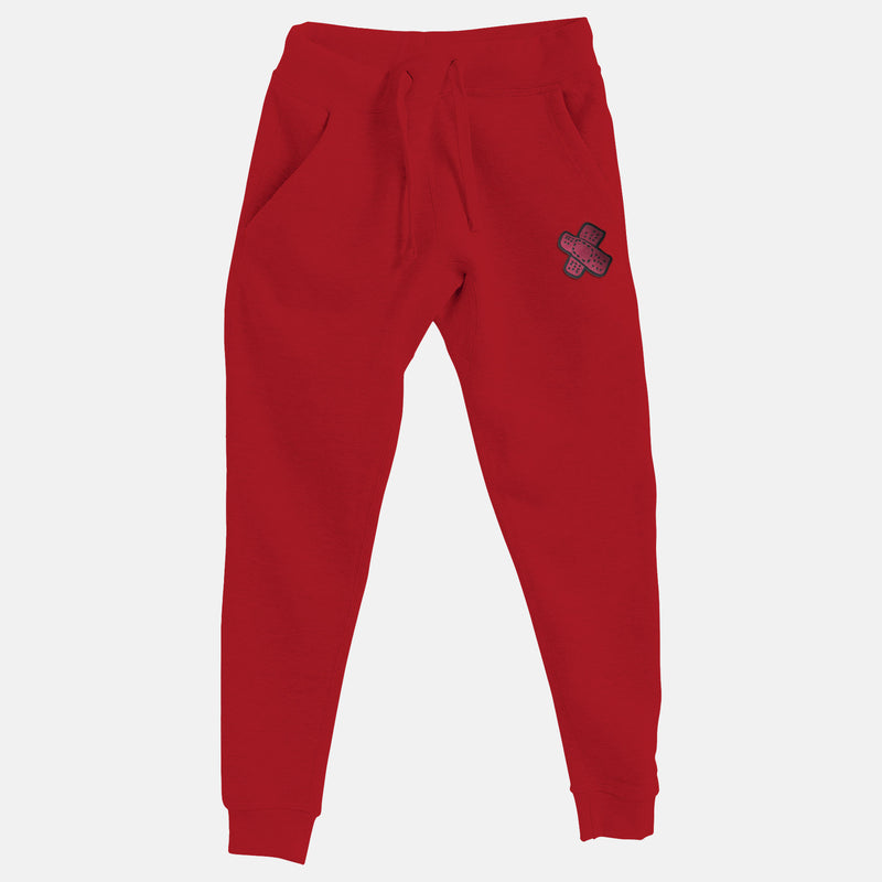 Burgundy Embroidered BMF Bunny Face Premium Joggers