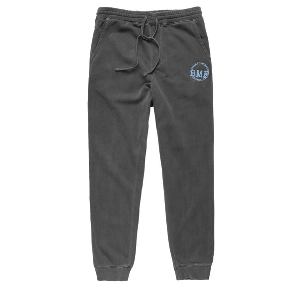 Light Blue Embroidered BMF Pigment Dyed Joggers