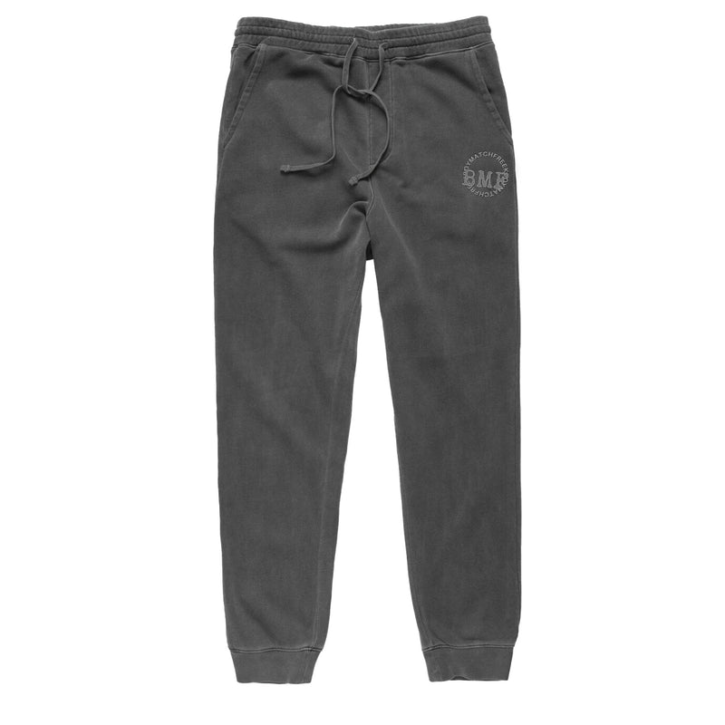 Light Grey Embroidered BMF Pigment Dyed Joggers