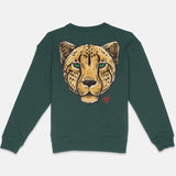 Jordan 1 Lucky Green Red Embroidered BMF Leopard Head Premium 450 gm. Crew Neck