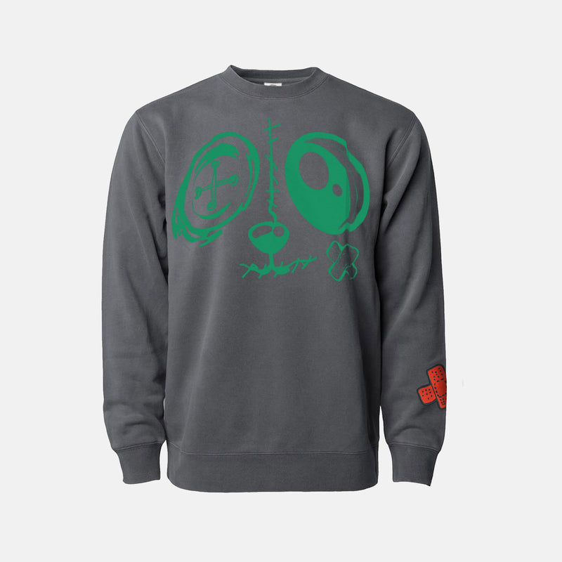 Jordan 1 Lucky Green Red BMF Bunny Face Pigment Dyed Crew Neck