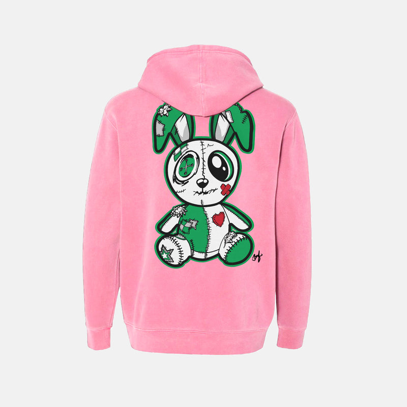 Jordan 1 Lucky Green Red Embroidered BMF Bunny Pigment Dyed Hoodie