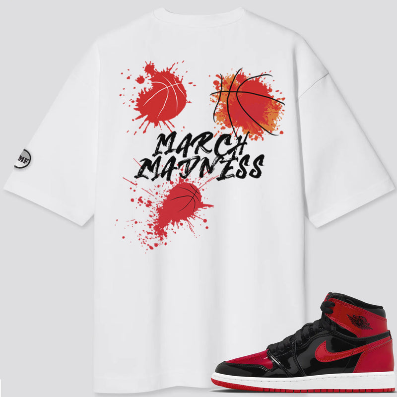 Jordan 1 Patent Bred MM Splash Oversized T-Shirt