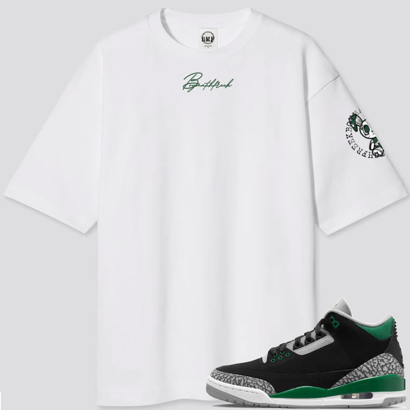Jordan 3 Pine Green Embroidered BMF Oversized Heavyweight T Shirt
