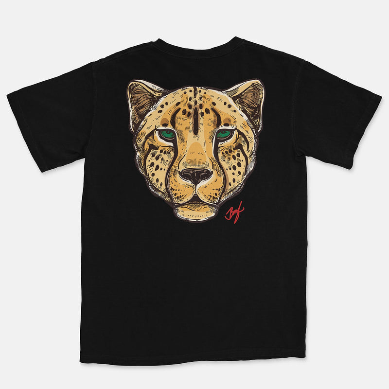 Pine Green Red Embroidered BMF Leopard Head Vintage Wash Heavyweight T-Shirt