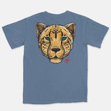 Pine Green Red Embroidered BMF Leopard Head Pigment Dyed Vintage Wash Heavyweight T-Shirt