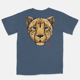 Pine Green Red Embroidered BMF Leopard Head Pigment Dyed Vintage Wash Heavyweight T-Shirt