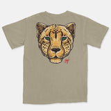 Pine Green Red Embroidered BMF Leopard Head Pigment Dyed Vintage Wash Heavyweight T-Shirt