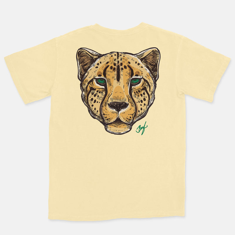 Jordan 1 Pine Green Embroidered BMF Leopard Head Pigment Dyed Vintage Wash Heavyweight T-Shirt
