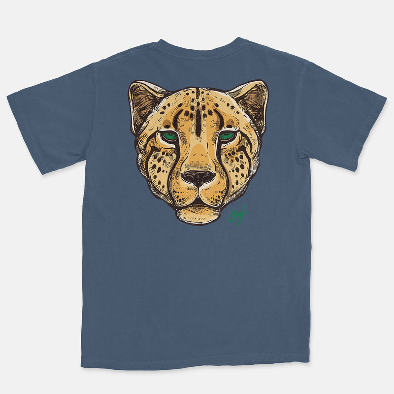 Jordan 1 Pine Green Embroidered BMF Leopard Head Pigment Dyed Vintage Wash Heavyweight T-Shirt