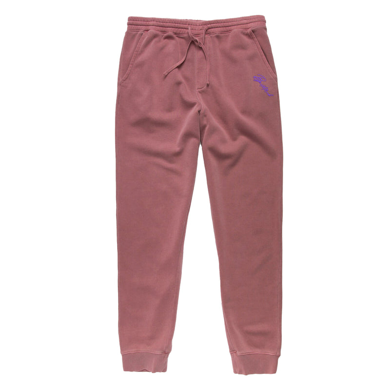 Purple Embroidered BMF Pigment Dyed Joggers