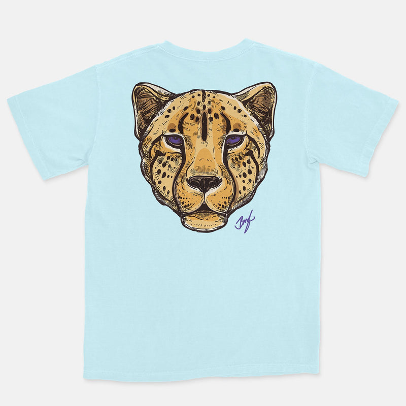 Jordan 1 Purple Court Embroidered BMF Leopard Head Vintage Wash Heavyweight T-Shirt