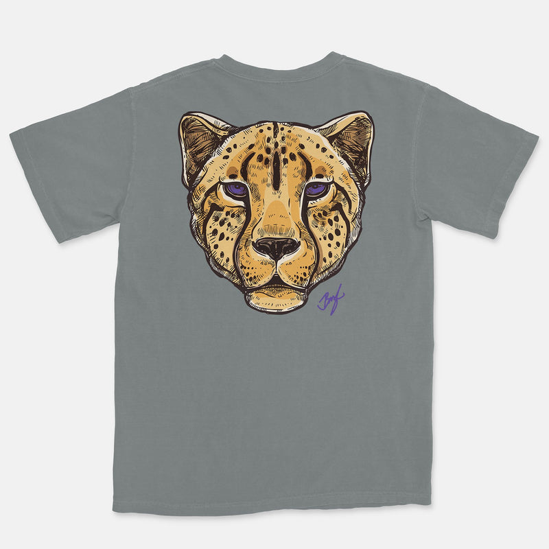 Jordan 1 Purple Court Embroidered BMF Leopard Head Vintage Wash Heavyweight T-Shirt