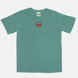 Pine Green Red Embroidered BMF Leopard Head Pigment Dyed Vintage Wash Heavyweight T-Shirt