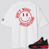 Jordan 4 Red Thunder BMF Smiley Oversized T- Shirt