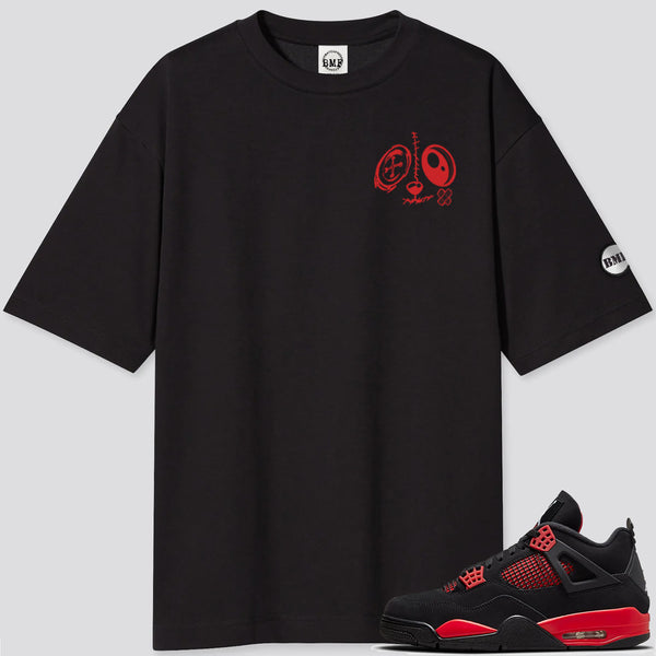 Jordan 4 Red Thunder BMF Bunny Face Oversized T- Shirt