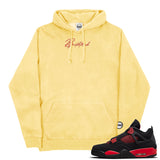 Jordan 4 Red Thunder Embroidered BMF Bunny Pigment Dyed Hoodie