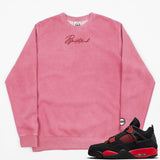 Jordan 4 Red Thunder Embroidered BMF Bunny Pigment Dyed Crew Neck