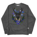 Blue BMF Christmas Deer Pigment Dyed Crewneck