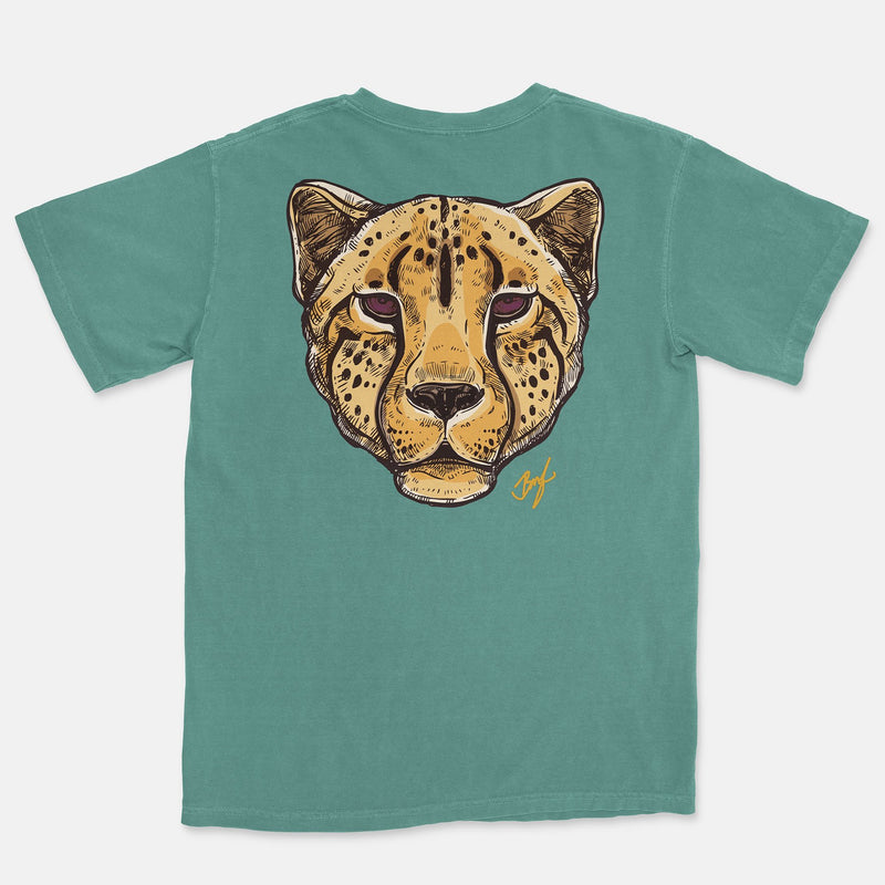 Jordan 4 Saint Germain Embroidered BMF Leopard Head Pigment Dyed Vintage Wash Heavyweight T-Shirt