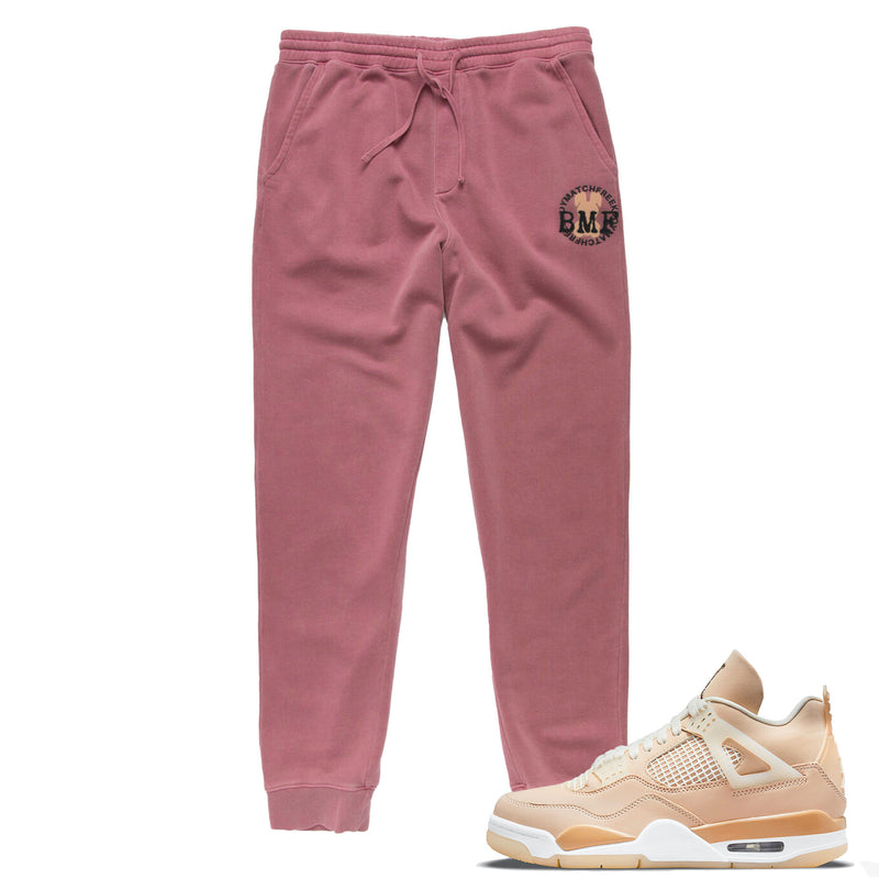 Peach Embroidered BMF Bunny Pigment Dyed Joggers