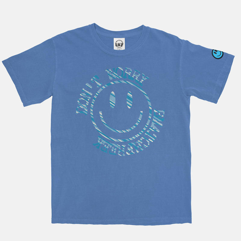 Jordan 1 University Blue BMF Smiley Pigment Dyed Vintage Wash Heavyweight T-Shirt