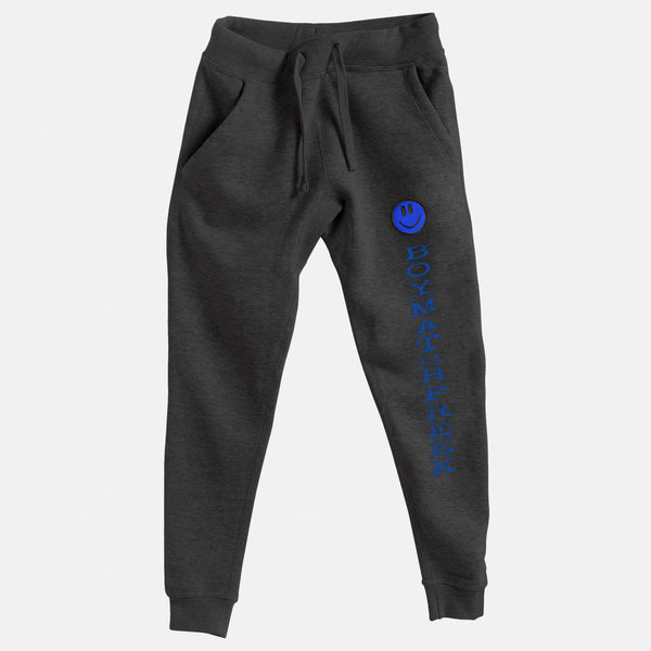 Blue Embroidered BMF Smiley Premium Heather Jogger