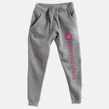 Bright Pink Embroidered BMF Smiley Premium Heather Jogger