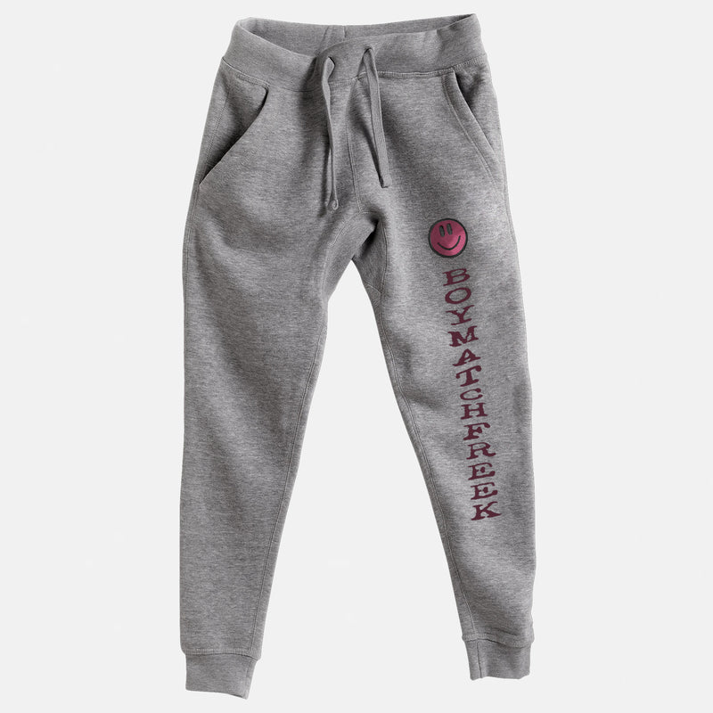 Burgundy Embroidered BMF Smiley Premium Heather Jogger