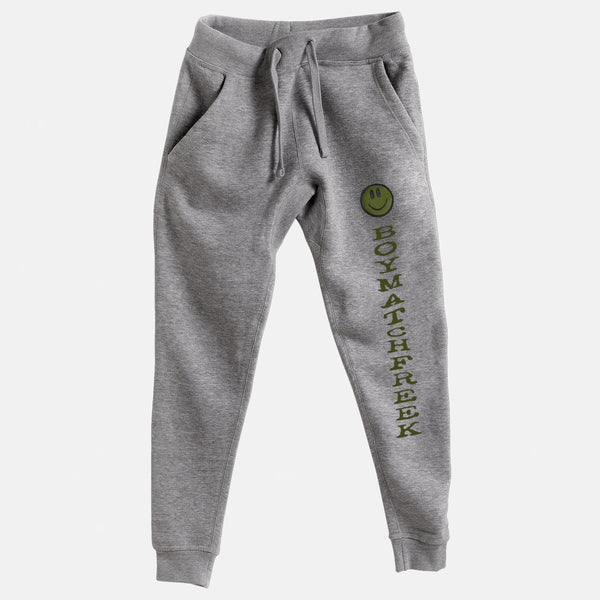 Grass Embroidered BMF Smiley Premium Heather Jogger
