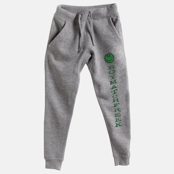 Green Embroidered BMF Smiley Premium Heather Jogger