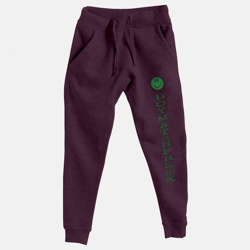 Green Embroidered BMF Smiley Premium Heather Jogger