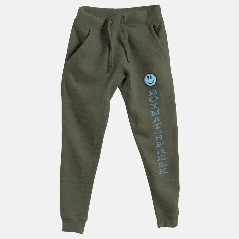 Light Blue Embroidered BMF Smiley Premium Heather Jogger