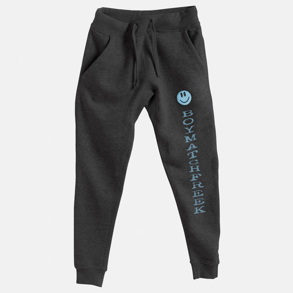 Light Blue Embroidered BMF Smiley Premium Heather Jogger