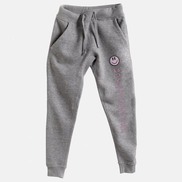 Light Pink Embroidered BMF Smiley Premium Heather Jogger