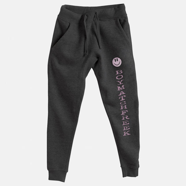 Light Pink Embroidered BMF Smiley Premium Heather Jogger