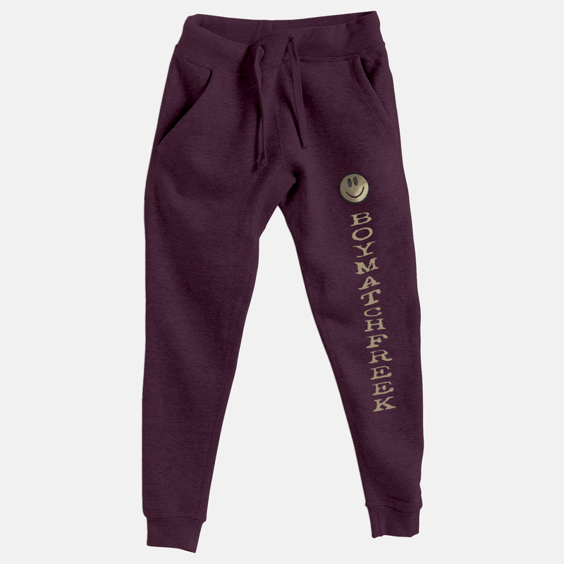Sand Embroidered BMF Smiley Premium Heather Jogger