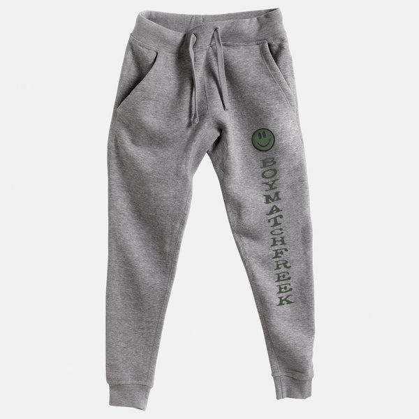 Olive Embroidered BMF Smiley Premium Heather Jogger