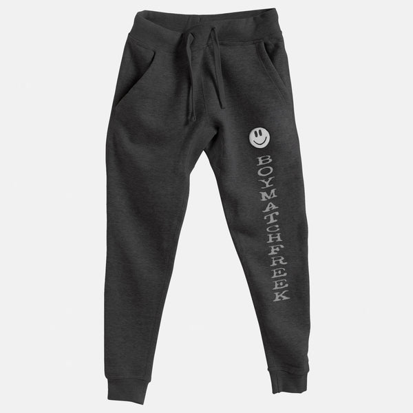 Silver Embroidered BMF Smiley Premium Heather Jogger