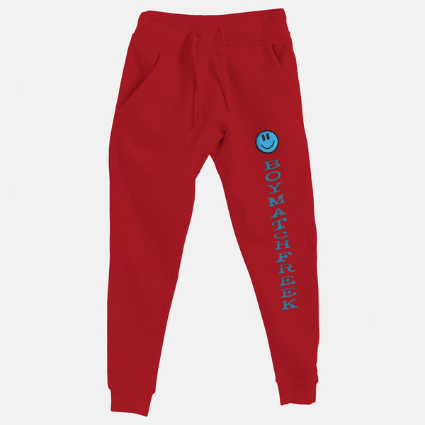 Cyan Blue Embroidered BMF Smiley Premium Jogger