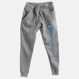 Cyan Blue Embroidered BMF Smiley Premium Heather Jogger