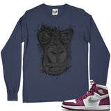 Jordan 1 Bordeaux Smoking Gorilla Long Sleeve Vintage Wash Heavyweight T-Shirt