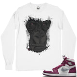 Jordan 1 Bordeaux Smoking Gorilla Long Sleeve Vintage Wash Heavyweight T-Shirt
