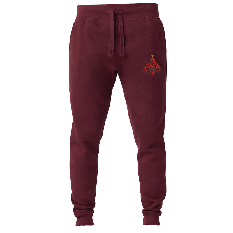 Red Embroidered XMAS Tree Premium Joggers