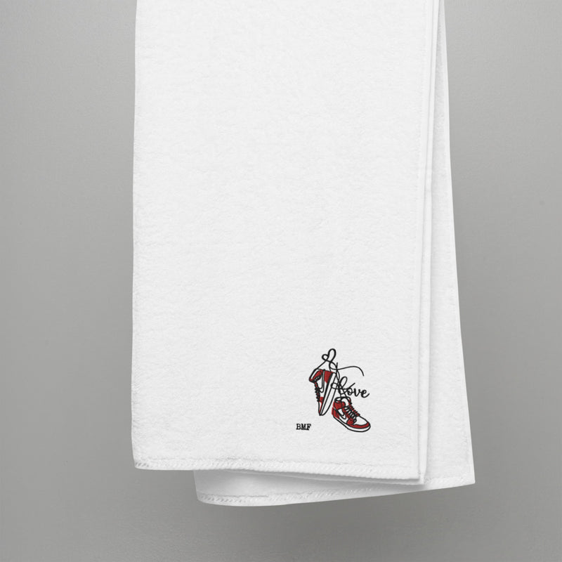 Jordan 1 Bred Valentine Embroidered Premium Cotton Towels